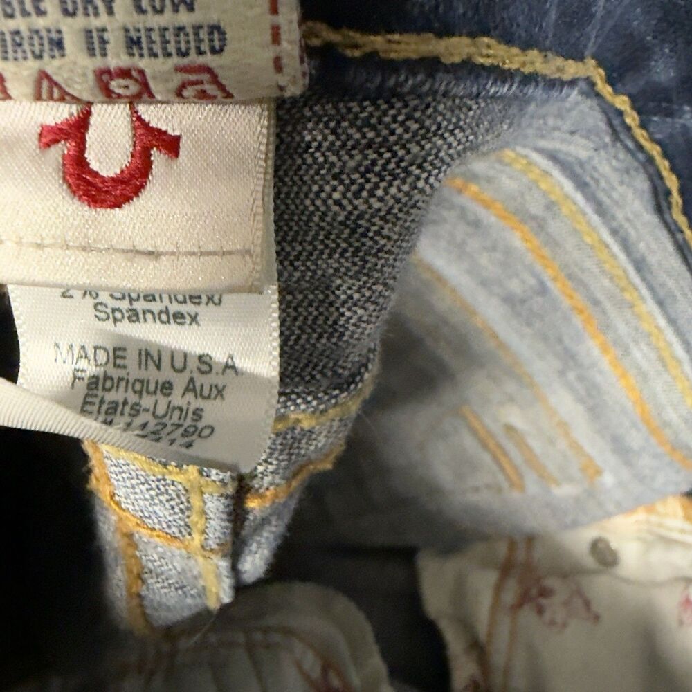 True Religion Low Rise Skinny Jeans Women’s Size 32 Flap Pocket Stitch Y2K FLAW - Picture 15 of 16